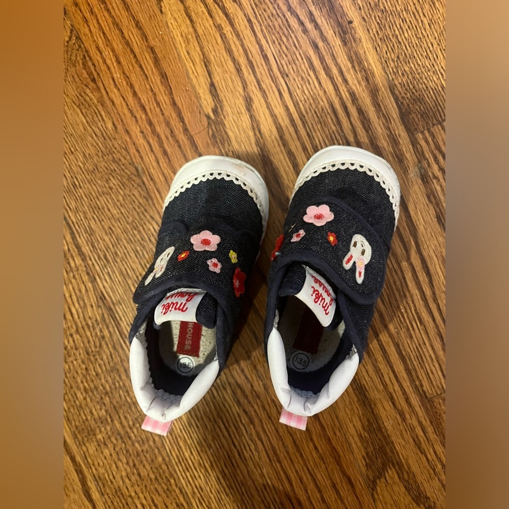 Mikihouse denim bunny slip-ons my first walker shoes size 13.5